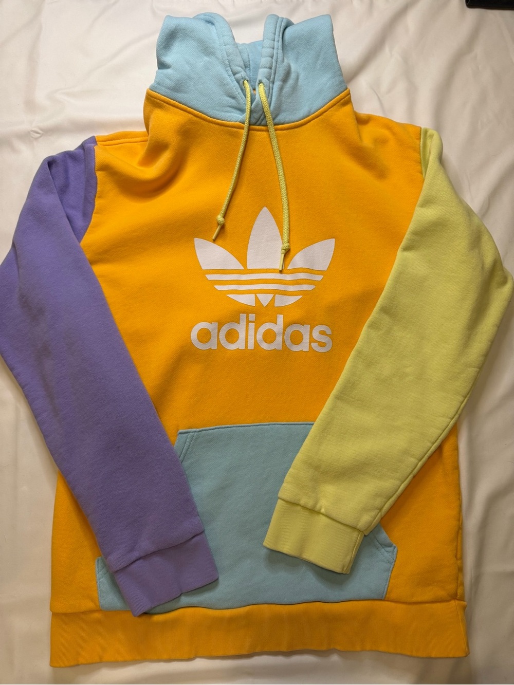 adidas Colorblock Trefoil Hoodie - Yellow, Lavender, Light Blue, Lime